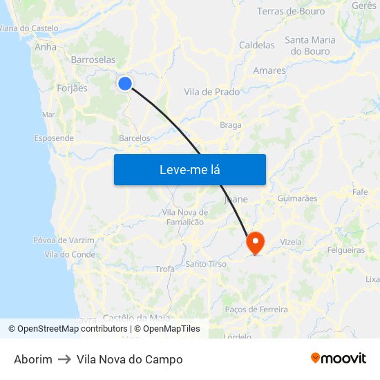 Aborim to Vila Nova do Campo map