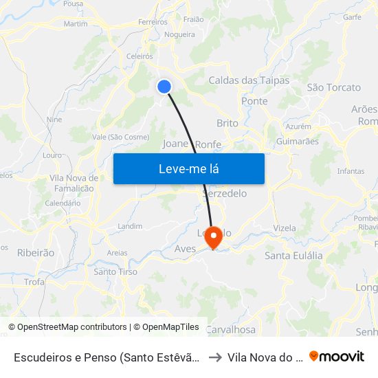 Escudeiros e Penso (Santo Estêvão e São Vicente) to Vila Nova do Campo map