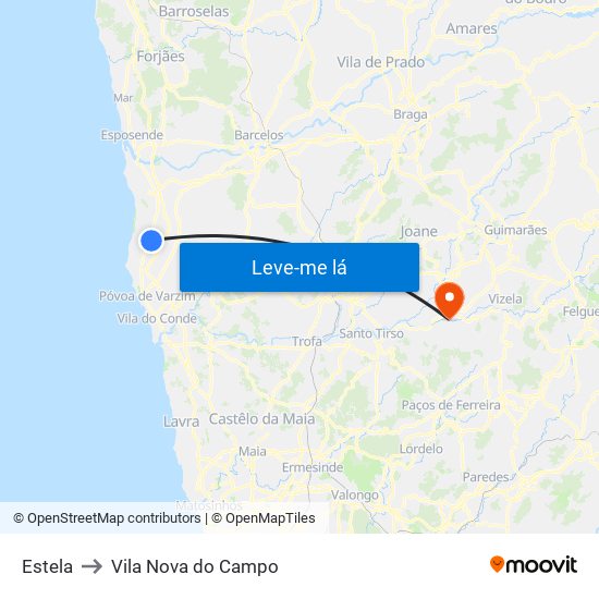 Estela to Vila Nova do Campo map