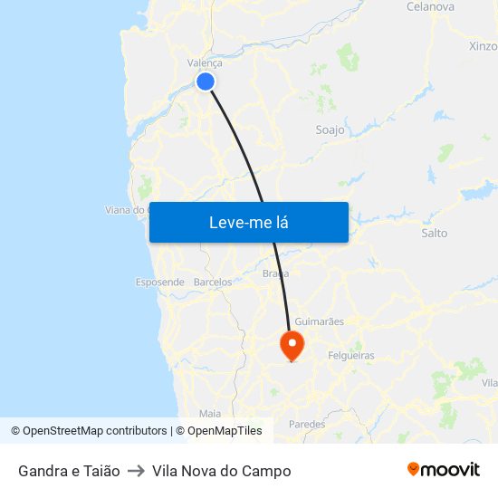 Gandra e Taião to Vila Nova do Campo map