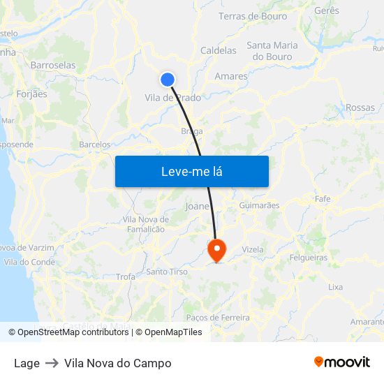 Lage to Vila Nova do Campo map