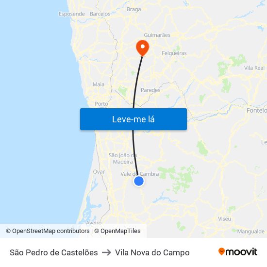 São Pedro de Castelões to Vila Nova do Campo map