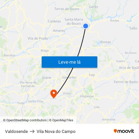 Valdosende to Vila Nova do Campo map
