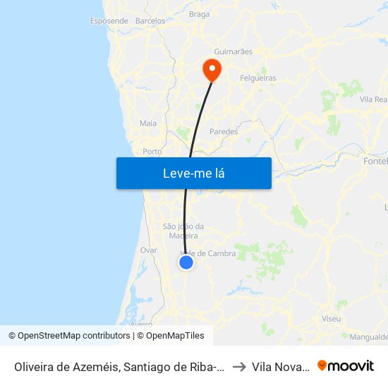 Oliveira de Azeméis, Santiago de Riba-Ul, Ul, Macinhata da Seixa e Madail to Vila Nova do Campo map