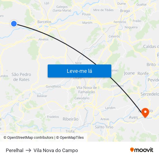 Perelhal to Vila Nova do Campo map