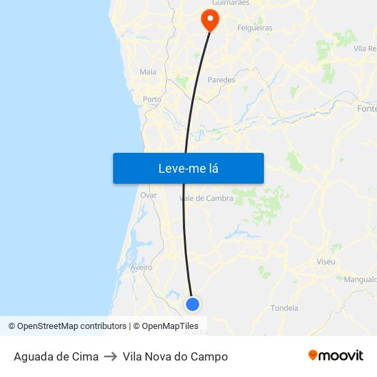 Aguada de Cima to Vila Nova do Campo map