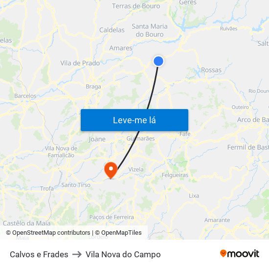 Calvos e Frades to Vila Nova do Campo map