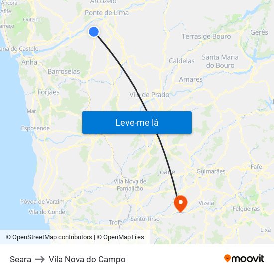 Seara to Vila Nova do Campo map