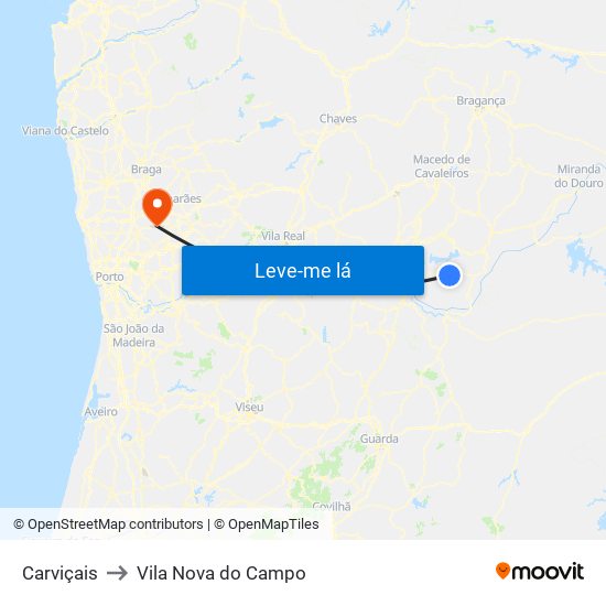 Carviçais to Vila Nova do Campo map