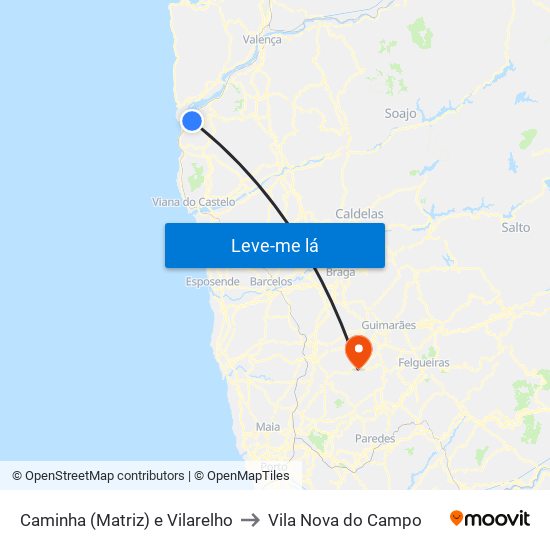 Caminha (Matriz) e Vilarelho to Vila Nova do Campo map