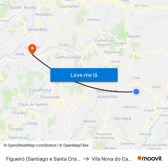 Figueiró (Santiago e Santa Cristina) to Vila Nova do Campo map