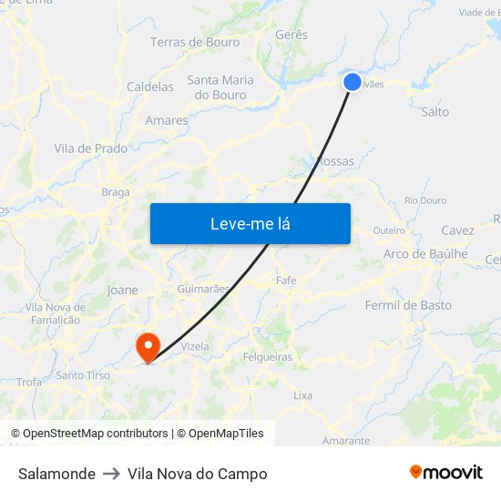 Salamonde to Vila Nova do Campo map