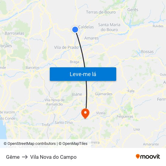 Gême to Vila Nova do Campo map