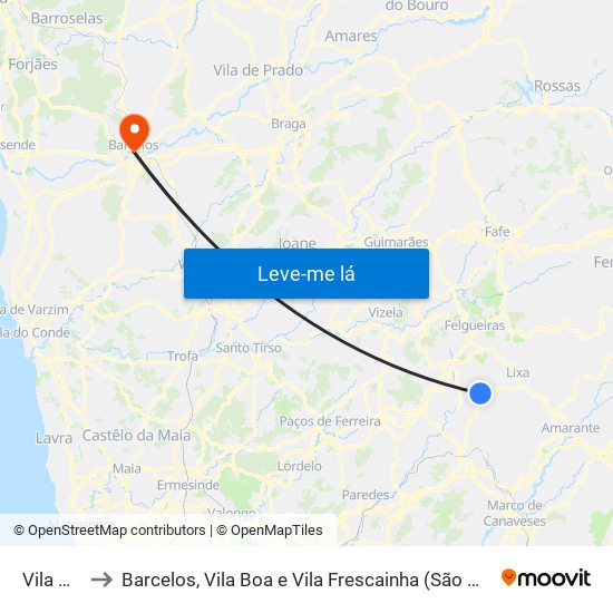 Vila Verde to Barcelos, Vila Boa e Vila Frescainha (São Martinho e São Pedro) map