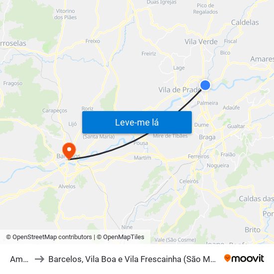Amares to Barcelos, Vila Boa e Vila Frescainha (São Martinho e São Pedro) map