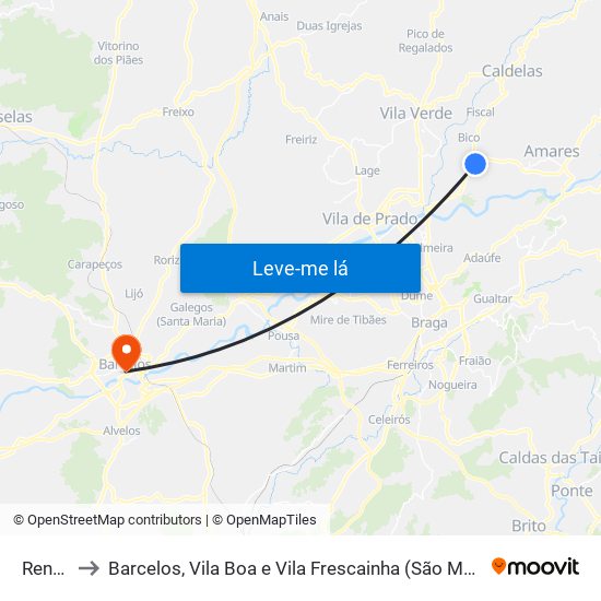 Rendufe to Barcelos, Vila Boa e Vila Frescainha (São Martinho e São Pedro) map