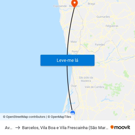 Aveiro to Barcelos, Vila Boa e Vila Frescainha (São Martinho e São Pedro) map