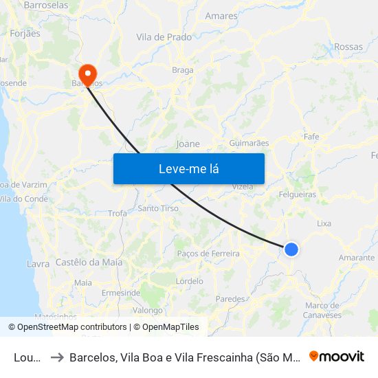 Lousada to Barcelos, Vila Boa e Vila Frescainha (São Martinho e São Pedro) map