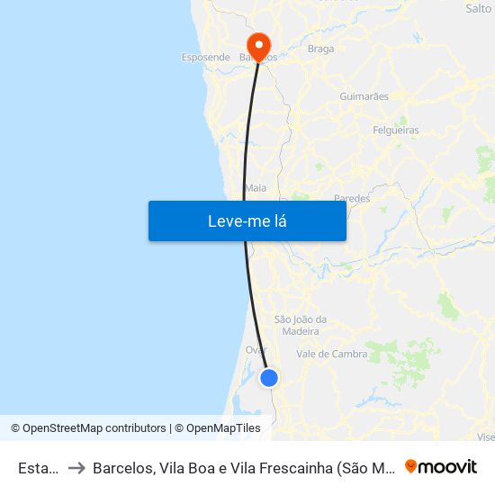 Estarreja to Barcelos, Vila Boa e Vila Frescainha (São Martinho e São Pedro) map