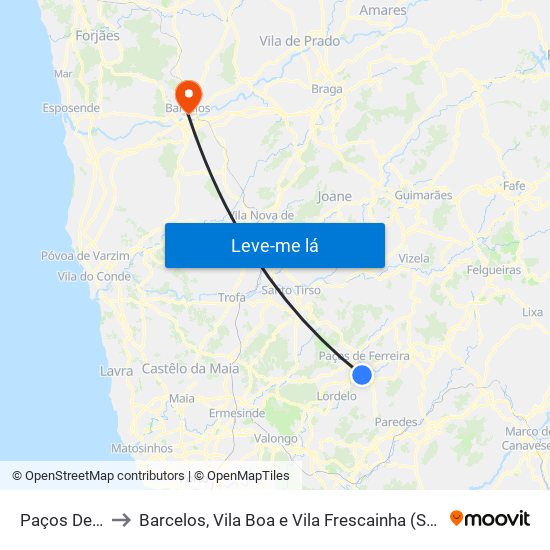 Paços De Ferreira to Barcelos, Vila Boa e Vila Frescainha (São Martinho e São Pedro) map