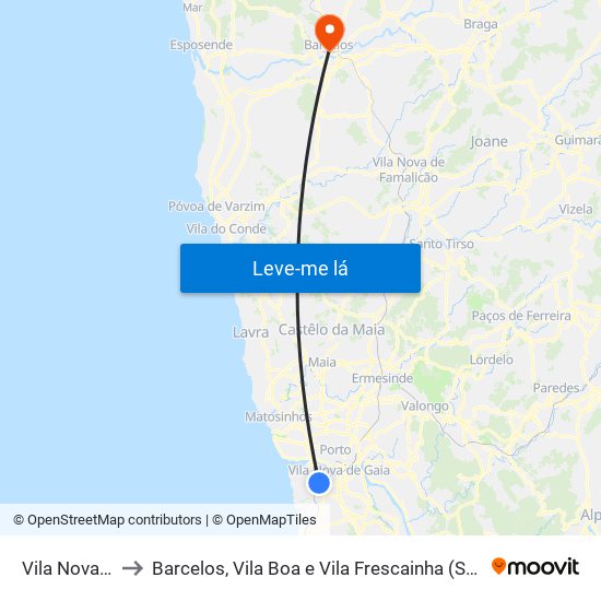 Vila Nova De Gaia to Barcelos, Vila Boa e Vila Frescainha (São Martinho e São Pedro) map