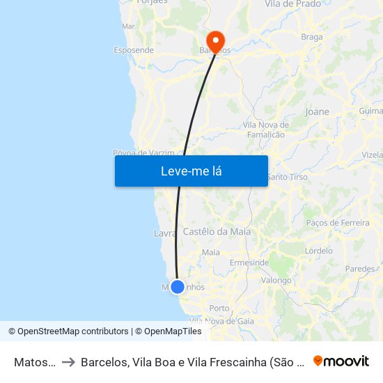 Matosinhos to Barcelos, Vila Boa e Vila Frescainha (São Martinho e São Pedro) map