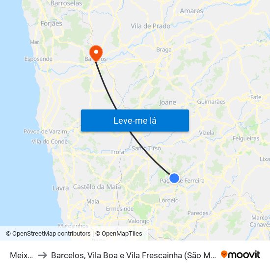 Meixomil to Barcelos, Vila Boa e Vila Frescainha (São Martinho e São Pedro) map