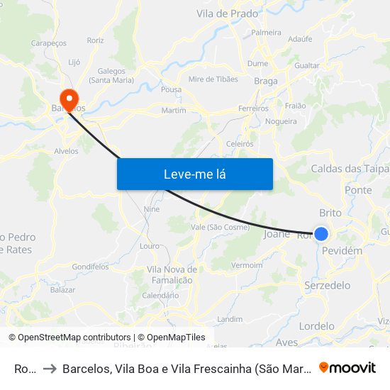 Ronfe to Barcelos, Vila Boa e Vila Frescainha (São Martinho e São Pedro) map