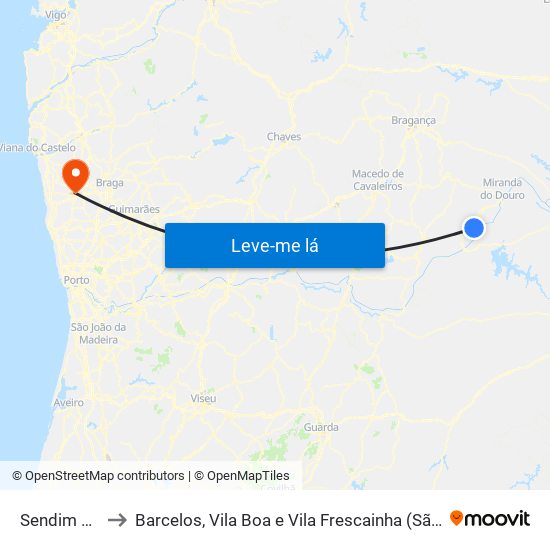 Sendim e Atenor to Barcelos, Vila Boa e Vila Frescainha (São Martinho e São Pedro) map