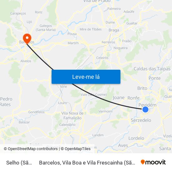 Selho (São Jorge) to Barcelos, Vila Boa e Vila Frescainha (São Martinho e São Pedro) map