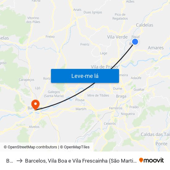 Bico to Barcelos, Vila Boa e Vila Frescainha (São Martinho e São Pedro) map