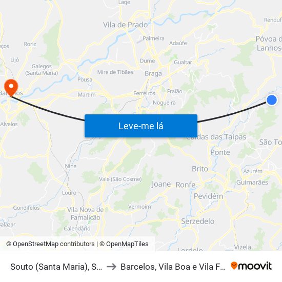 Souto (Santa Maria), Souto (São Salvador) e Gondomar to Barcelos, Vila Boa e Vila Frescainha (São Martinho e São Pedro) map