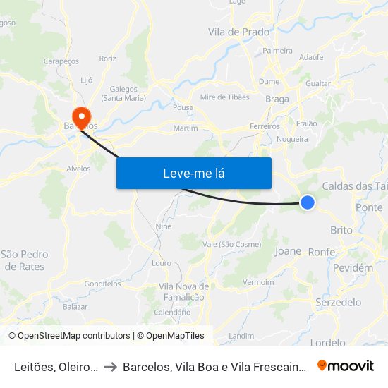 Leitões, Oleiros e Figueiredo to Barcelos, Vila Boa e Vila Frescainha (São Martinho e São Pedro) map