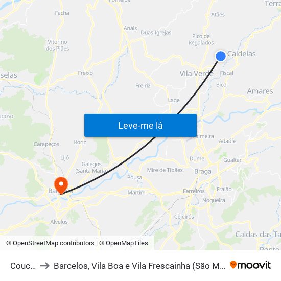 Coucieiro to Barcelos, Vila Boa e Vila Frescainha (São Martinho e São Pedro) map