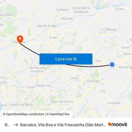 Rego to Barcelos, Vila Boa e Vila Frescainha (São Martinho e São Pedro) map