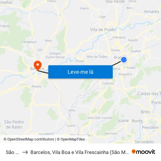 São Vítor to Barcelos, Vila Boa e Vila Frescainha (São Martinho e São Pedro) map