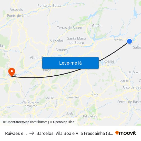 Ruivães e Campos to Barcelos, Vila Boa e Vila Frescainha (São Martinho e São Pedro) map