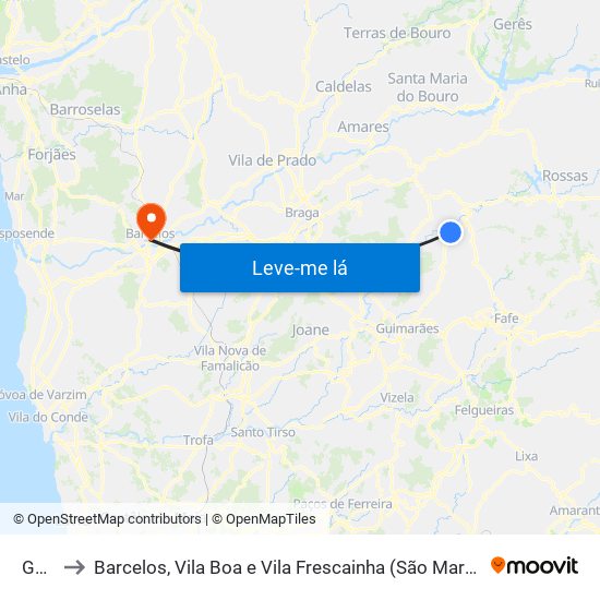 Garfe to Barcelos, Vila Boa e Vila Frescainha (São Martinho e São Pedro) map
