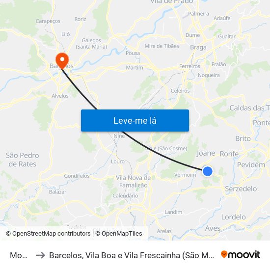 Mogege to Barcelos, Vila Boa e Vila Frescainha (São Martinho e São Pedro) map