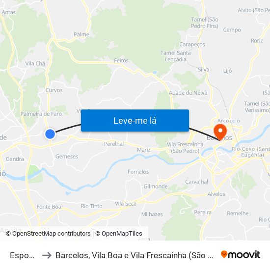 Esposende to Barcelos, Vila Boa e Vila Frescainha (São Martinho e São Pedro) map