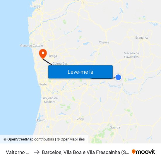 Valtorno e Mourão to Barcelos, Vila Boa e Vila Frescainha (São Martinho e São Pedro) map