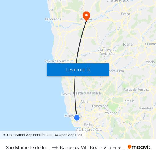 São Mamede de Infesta e Senhora da Hora to Barcelos, Vila Boa e Vila Frescainha (São Martinho e São Pedro) map