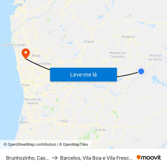 Brunhozinho, Castanheira e Sanhoane to Barcelos, Vila Boa e Vila Frescainha (São Martinho e São Pedro) map