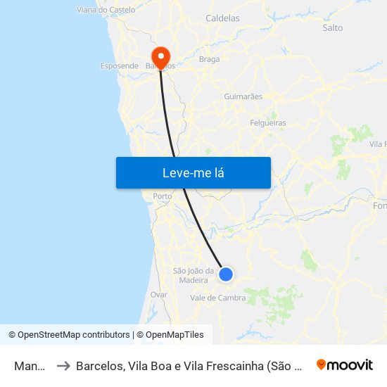 Mansores to Barcelos, Vila Boa e Vila Frescainha (São Martinho e São Pedro) map