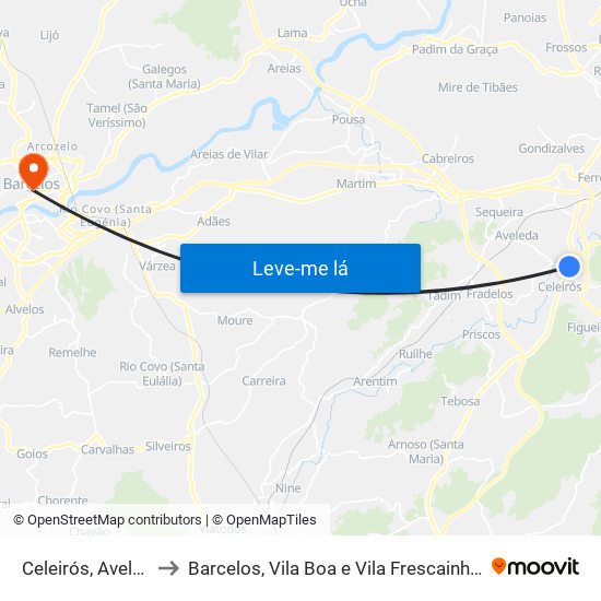 Celeirós, Aveleda e Vimieiro to Barcelos, Vila Boa e Vila Frescainha (São Martinho e São Pedro) map