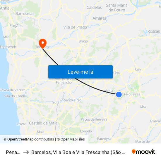 Penacova to Barcelos, Vila Boa e Vila Frescainha (São Martinho e São Pedro) map