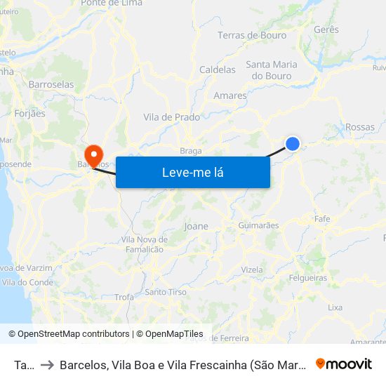 Taíde to Barcelos, Vila Boa e Vila Frescainha (São Martinho e São Pedro) map