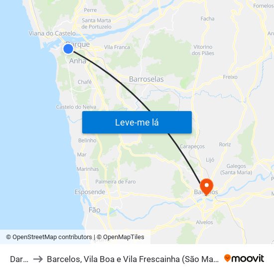 Darque to Barcelos, Vila Boa e Vila Frescainha (São Martinho e São Pedro) map