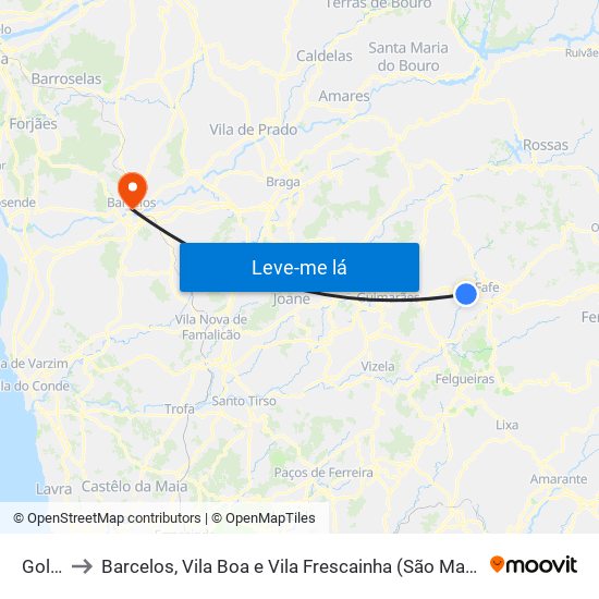 Golães to Barcelos, Vila Boa e Vila Frescainha (São Martinho e São Pedro) map