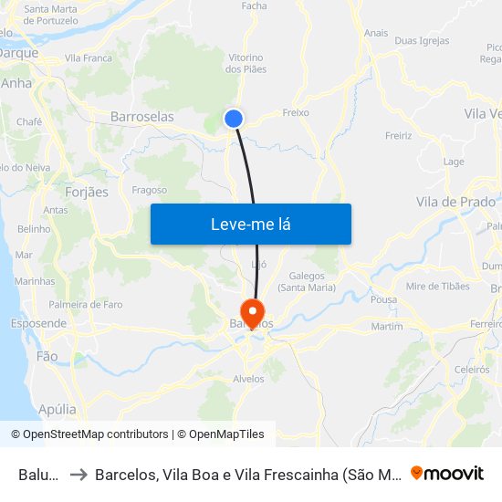 Balugães to Barcelos, Vila Boa e Vila Frescainha (São Martinho e São Pedro) map